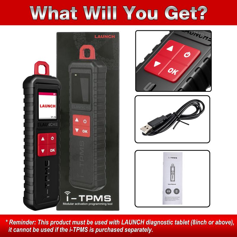 LAUNCH X-431 i-TPMS TPMS Reifendrucksensor Wiederlernwerkzeug, Aktivierung/Wiederlernen/Programmierung von Sensoren Funktioniert mit X431 Scanner