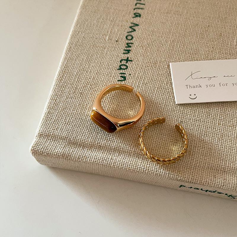 Elegant Tiger's Eye Wheat Ear Open Ring for Women