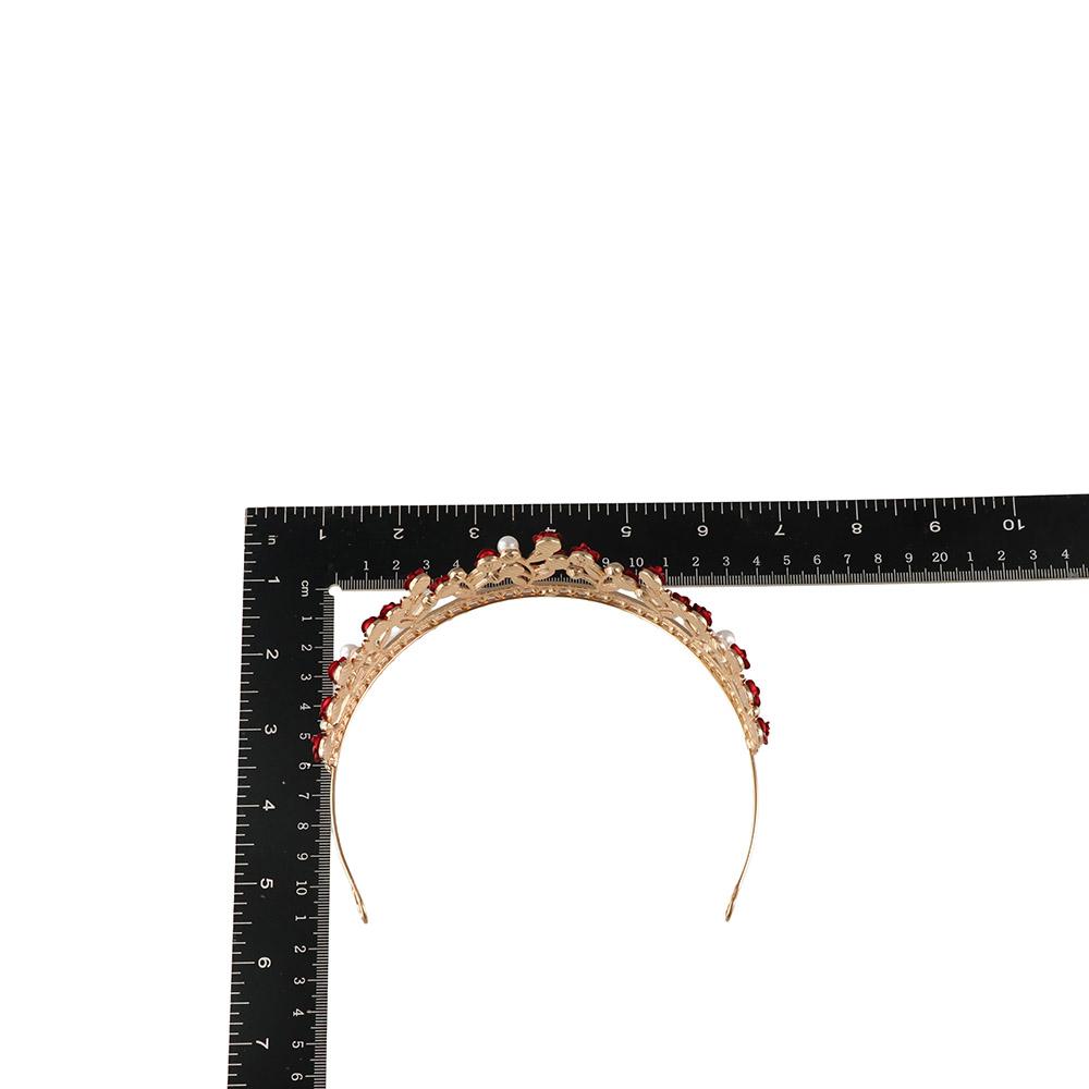 Fashion Women Rhinestone Headband Red Rose Hair Accessories Bridal Tiara Hair Crown Headwear Diadem