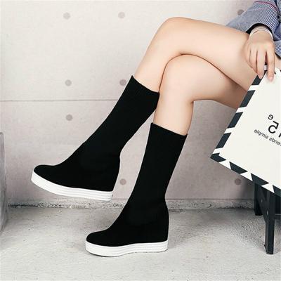 Fashion DoraTasia Winter Hot Sale 34-44 Height Increasing Ankle Boots Women 2019 Platform Stretch Booties Ladies High Heels Shoes Woman