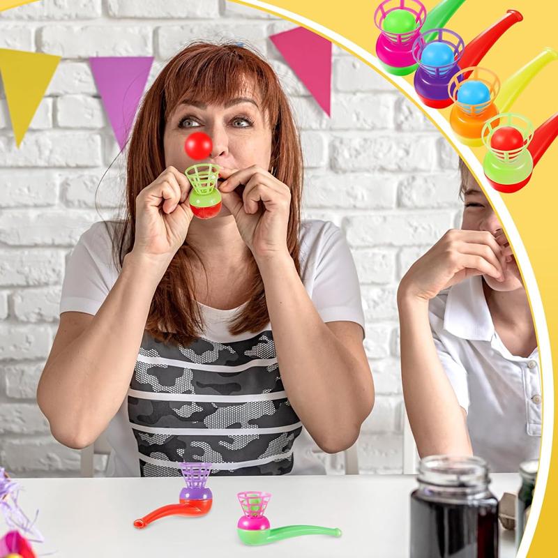 12Pcs Suspended Blow Pipe Blow Ball Rod Game Children Balance Training Floating Blowing Ball Magic Dangling Family Kids Toy