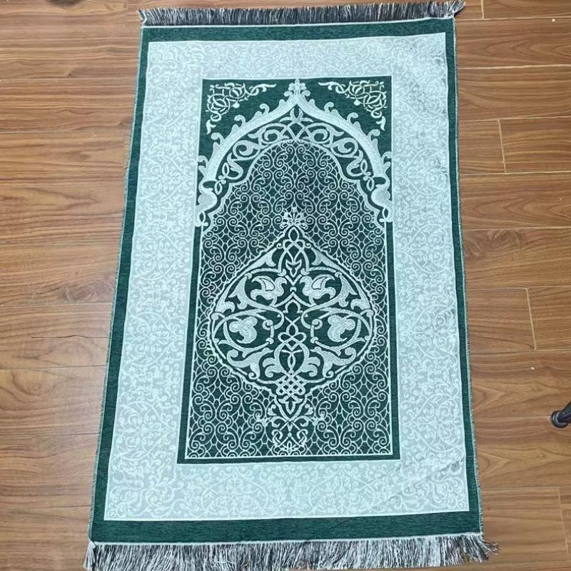 Fashionable Polyester Prayer Rug Portable Braided Mats Simply Print Muslim with Compass In Pouch Travel Mat