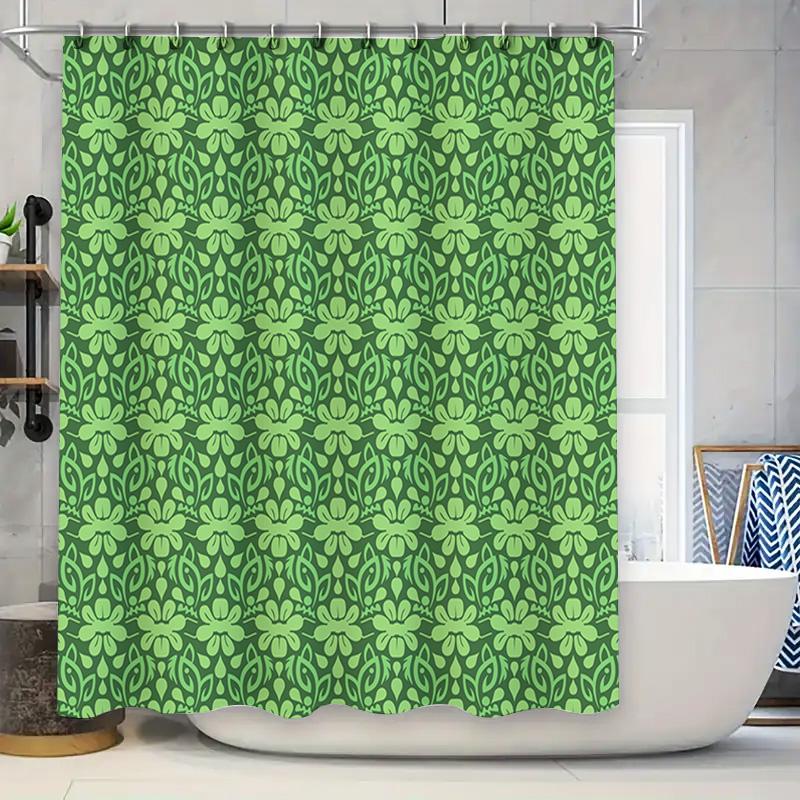 

Green Floral Shower Curtain Waterproof Bathroom Decor Customizable Size Options For Home Living Spaces Xl (72 X 84 Inches) [Prod W60H190(CM)-1 Pcs