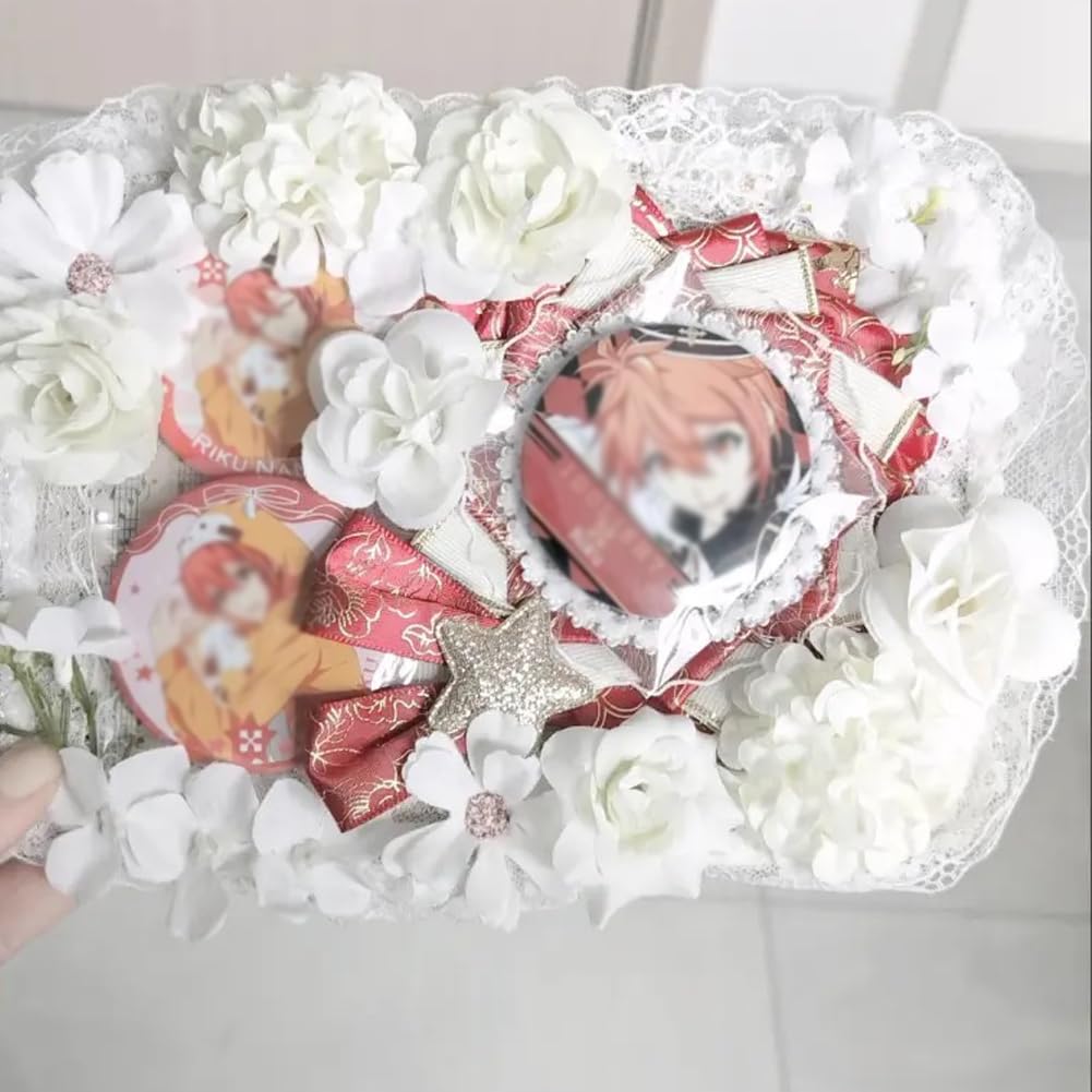 YUYAKESHI Ita Bag Rosette, Handmade Ribbon, Ita Bag Decoration, Lace Accessory, Ita Bag Rosette, Shooting Star Decoration, for 55-75mm Badges (Purple)