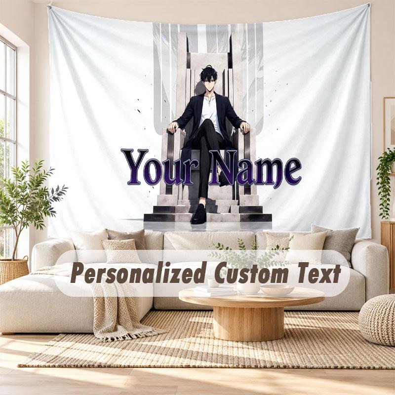 Custom Name Wall Hanging Tapestry,Solo Leveling Decorative Backdrop Tapestry For Dorm Home