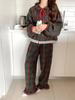 Korean-Style Christmas Plaid Couple Pajamas with Peter Pan Collar