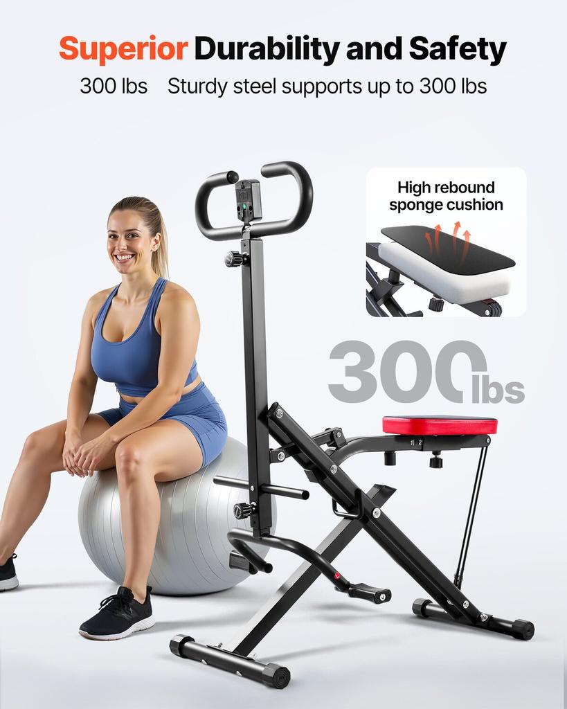 Squat Machine, Deep Squat Rowing Machine for Home, Easy Setup & Foldable Exercise Equipment, Glute Trainer Machine with 2 High-Strength Resistance