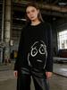 Women's O Neck Long Sleeve T-Shirt Loose Fit Casual Cartoon Print Cotton Top