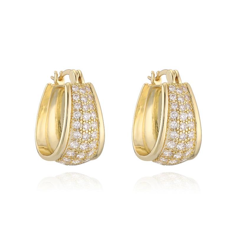 

HECHENG, 18K Golden-plated Copper Earrings Women s Luxury Crystal Zircon Zircon Earrings Party Birthday Gift 1 Pair Other золотой