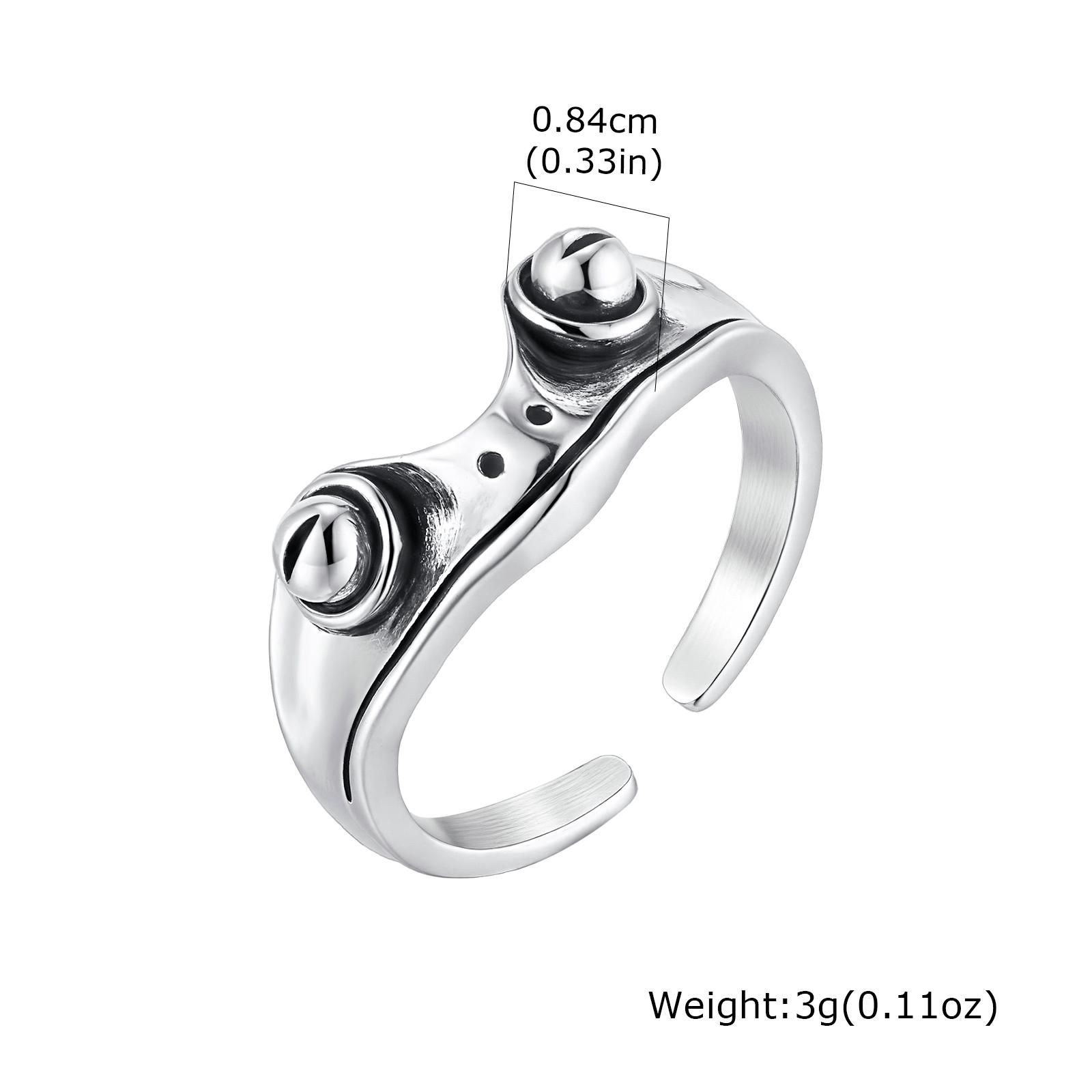 

Fashion Retro Gothic Metal Frog Ring For Men Women, Vintage Silver Color Adjustable Open Ring, Hip Hop Party Jewelry Gift