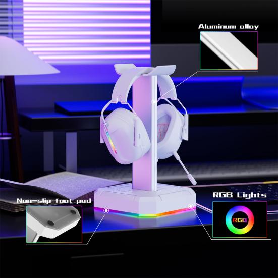 1 Set Headphone Backlight Aluminum Headphone Stand RGB Display Bracket Vertical Gaming Headset