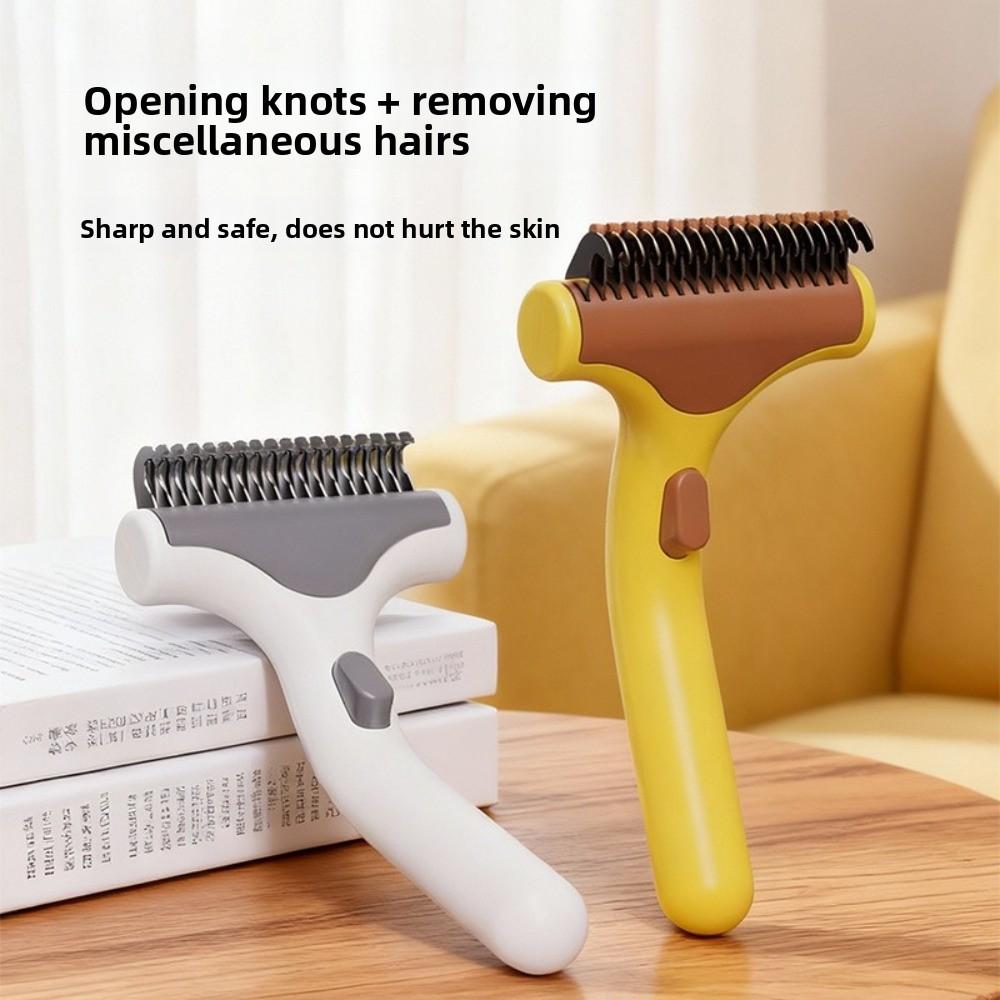 Stainless Steel Blade Dog Hair Removal Brush Anti-Tangle Easy to Grip Dog Detangling Comb Shedding Tool Cat Fur Remover Home Use
