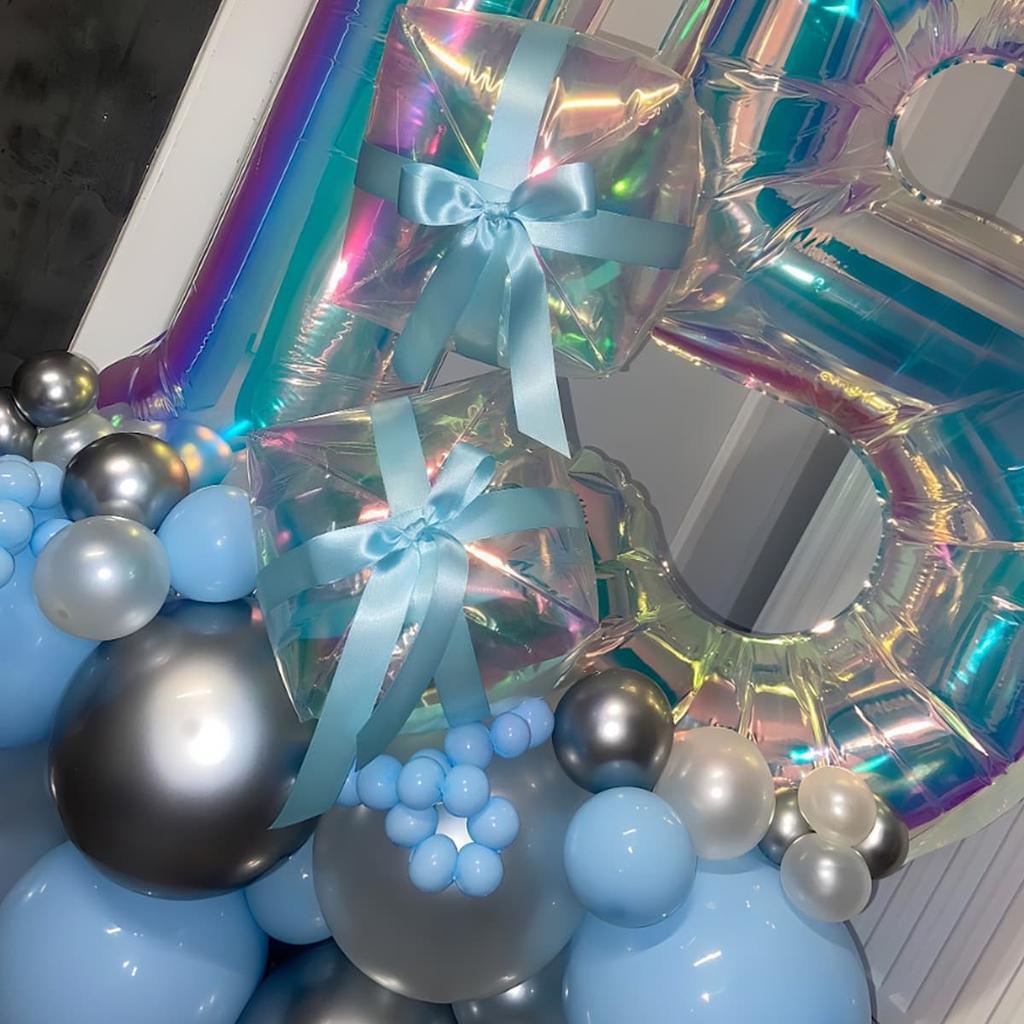 Colorful Rainbow Balloon Set Digital Transparent Colorful Aluminum Film Balloon Commemorative Day Birthday Party Decoration