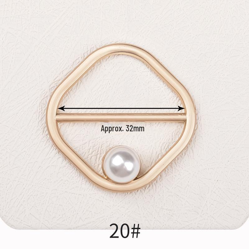 Premium Metal Buckle Summer Korean T-Shirt with Pearl Round Top Knot