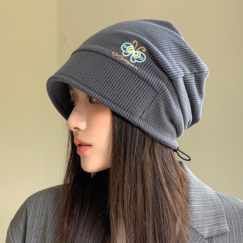 Korean Hat Women's Big Head Wool Knitted Hat Versatile Face Showing Small Pile of Hats Retro Warm Cold Hat