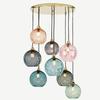 Nordic Embossed Colorful Glass Sphere Pendant Light for Bedroom, Bedside, or Restaurant Bar.