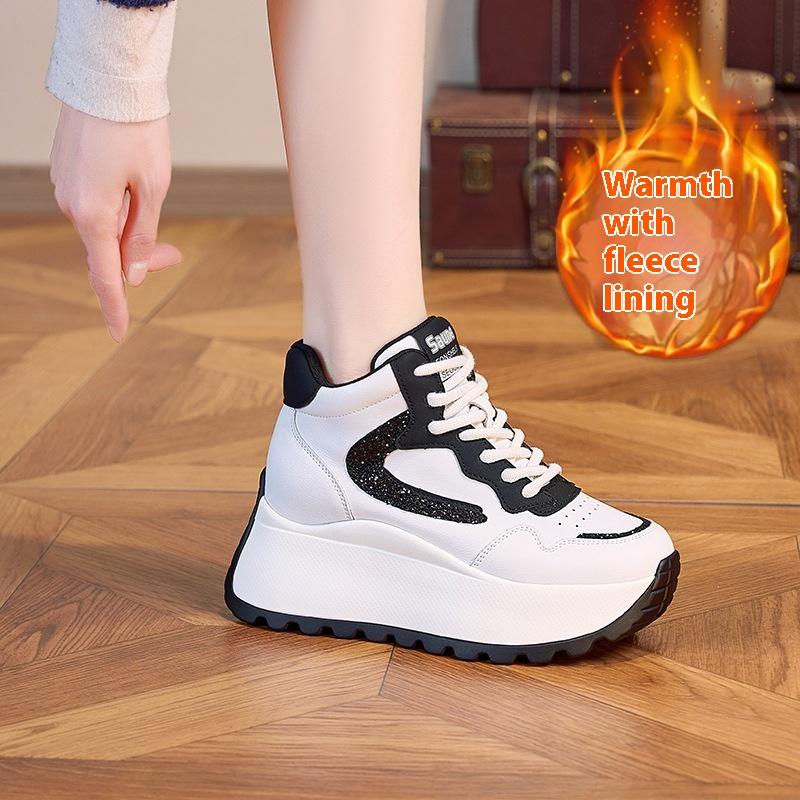 Autumn Genuine Leather Dad Shoes Casual Shoes for Women Forrest Gump Thick Sole Versatile Height-enhancing Retro Women's Shoes