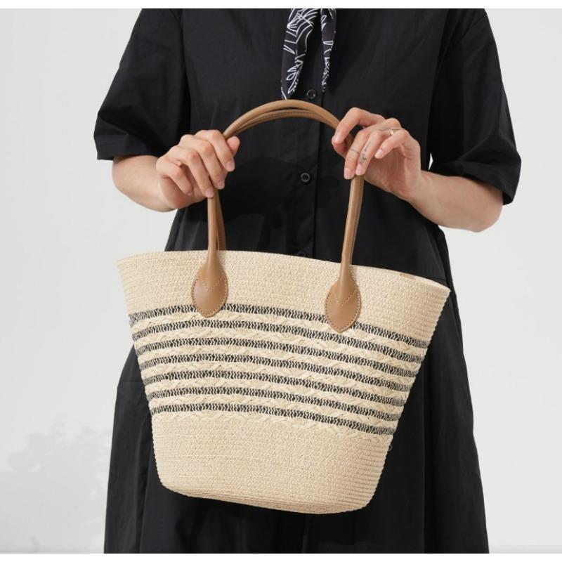 Neue Sommer Stroh-Umhängetasche mit großem Fassungsvermögen Damen Webtasche vielseitige Urlaubs-Tragetasche Gemüsekorb Handtasche