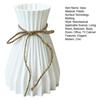 White Faux Ceramic Vase for Living Room Bedroom Kitchen Home Decor Ribbed Design Decorative Flower Holder with Jute Rope Bow for Bouquet Pampas Grass