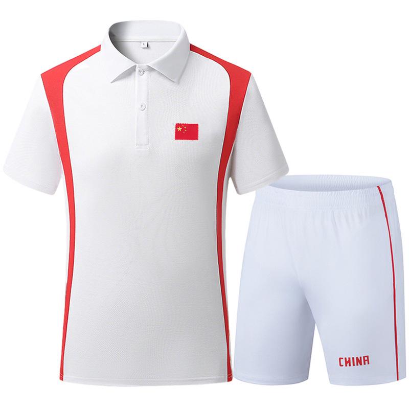 Chinese Martial Arts Coach Polo & Lapel Sports Suit - Summer Referee Two-Piece Set