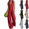 Tuta da donna a vestibilità larga effetto lino con tasche per l'abbigliamento casual estivo