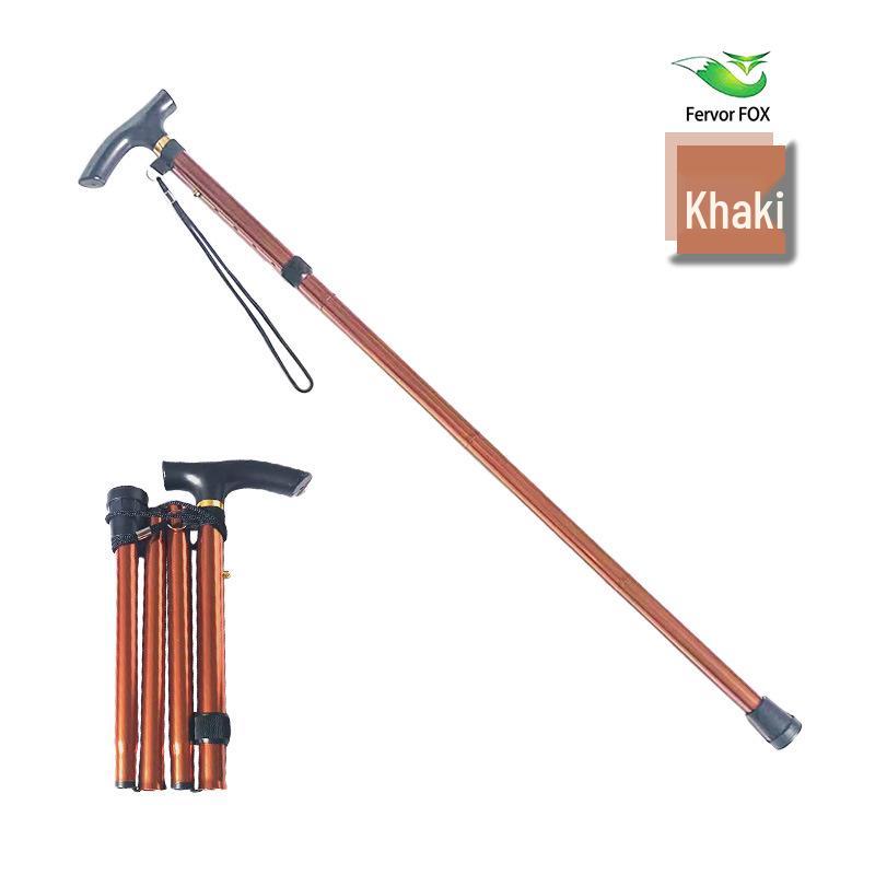 5-Section Aluminum Trekking Pole: Folding, Anti-Slip Adjustable Crutch for Hiking & Elderly Use