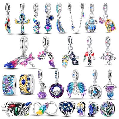 Serie Mască Colorată de Mascaradă Cupru Mască Sexy Pene Accesorii Mărgele Se potrivesc Brățărilor Originale Marcaj Bijuterii DIY