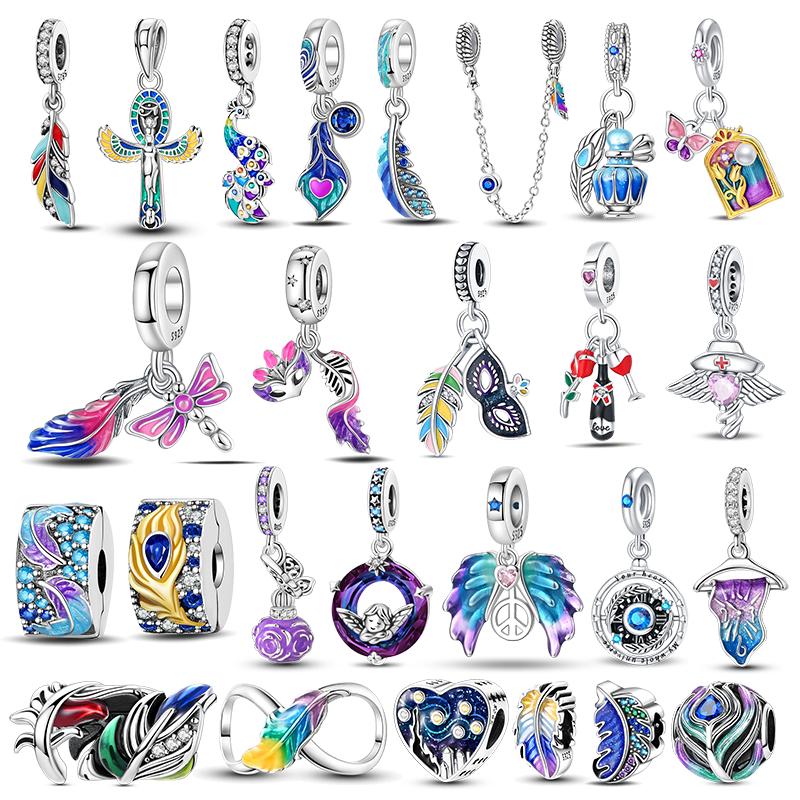 Metal Colorful Masquerade Series Sexy Mask Feather Dress Charms Beads Fit Original Bracelets Marking Make Your Own Accessory Elegant Fashion Beautiful