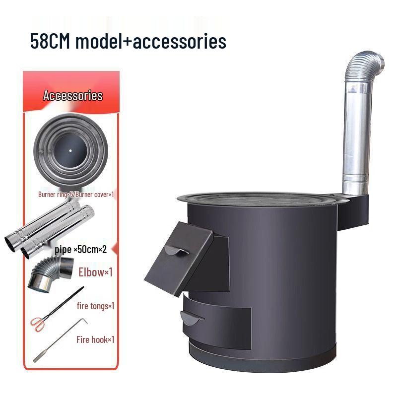 Φορητή Σόμπα Ξύλων Σιδήρου Χωρίς Καπνό: Εσωτερική & Εξωτερική Ενεργειακά Αποδοτική Ξυλόσομπα με Μεγάλο Τραπέζι για Κατσαρόλα