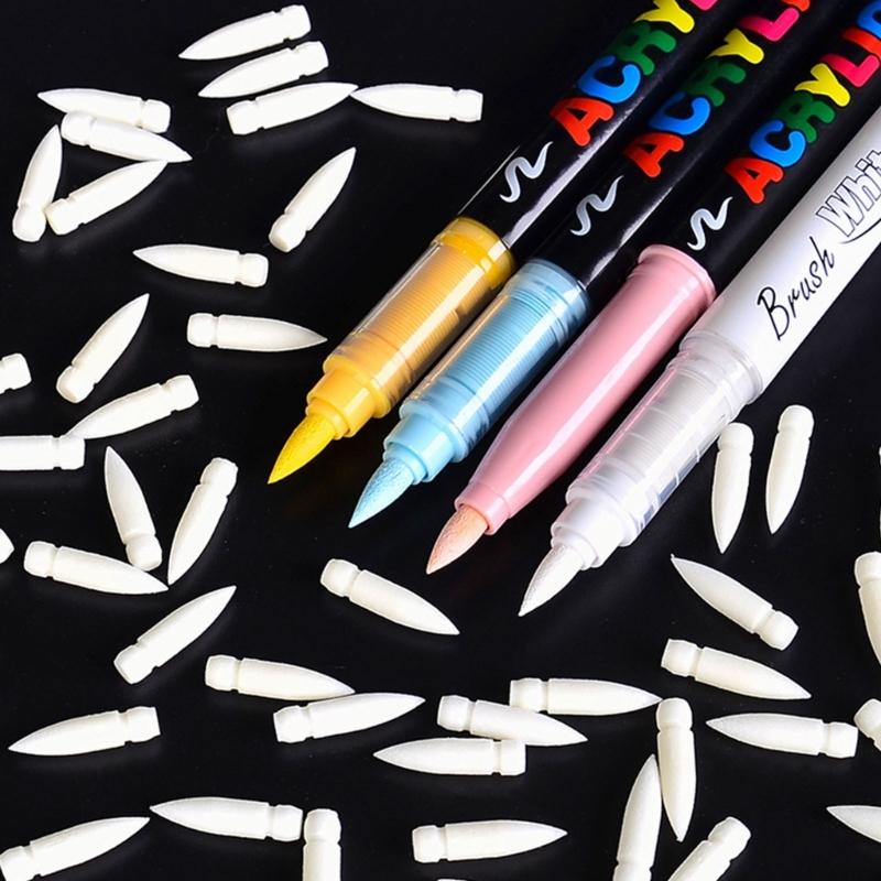Pack Of 5/10 Acrylic Marker Replacements Brush Tip 1mm-5mm Line Wide Liquid Acrylic Paint Pen Brush Tip For Art Painting