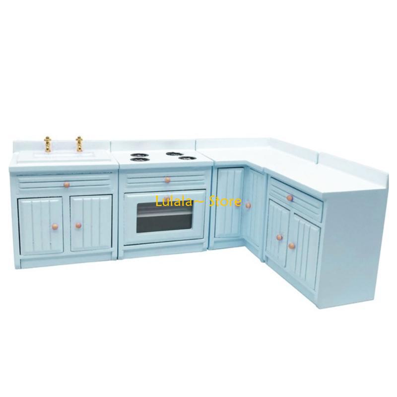 Y4QA 1/12 Dollhouses Miniature Kitchen Cabinet Set with Openable Doors Dollhouses Accessories Decorative Furniture Model
