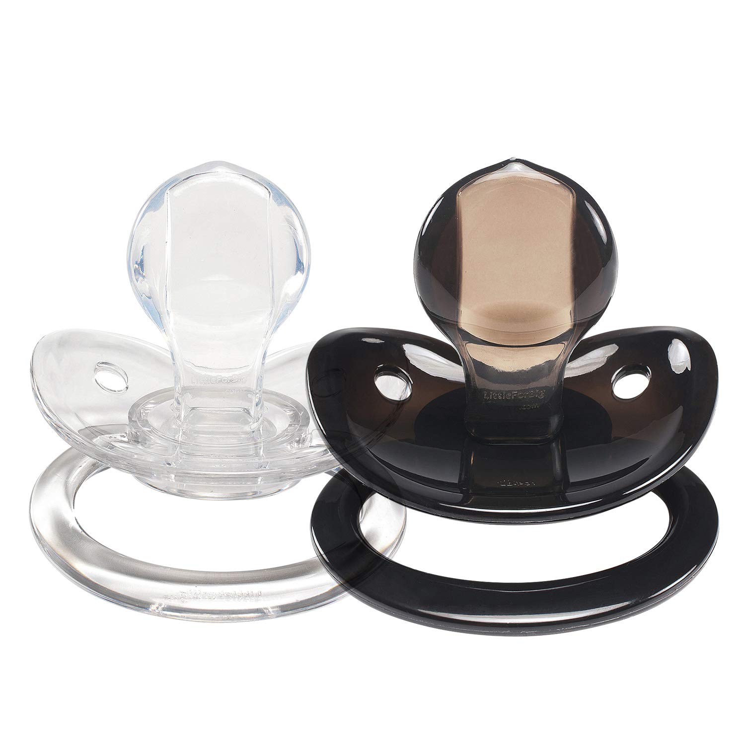 

LittleForBig Adult Pacifier Transparent Candy Color Set of 2 [Reproduces Mom s Nipples] Black/Transparent