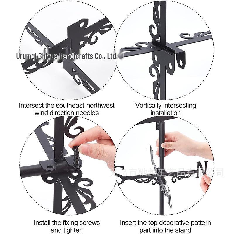 Weather Vane Ornament: Outdoor Wrought Iron Spray-Painted Roof Decoration Metal Craft