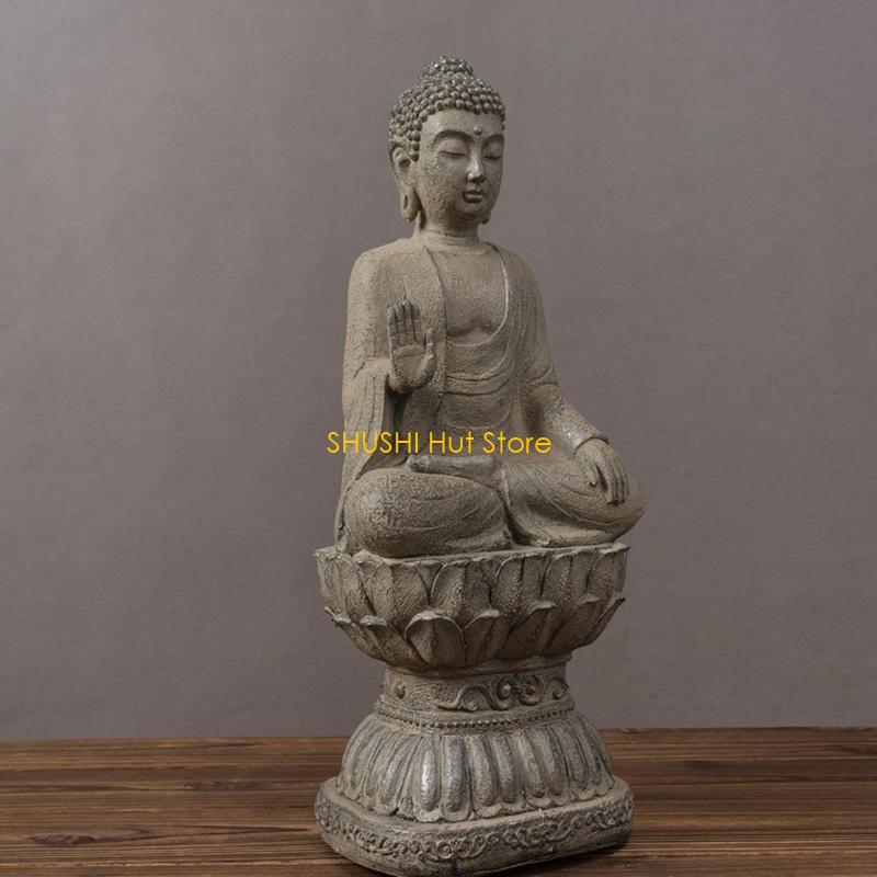 Meditating Buddhas Statue for Meditations Resins Buddhist Figurine Spiritual Sculpture Home Desktop Decoration Ornament D57B