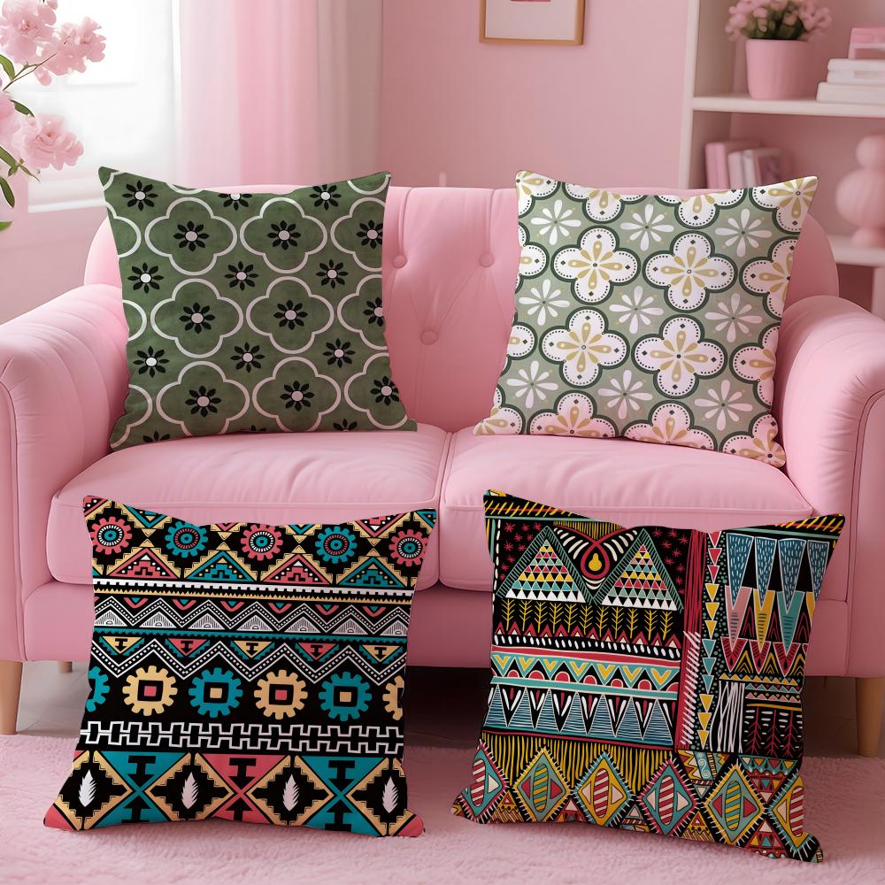 Traditional Chinese Ethnicstyle Geometric Patterns Cushion Cover Pillow Case Soft Skin Friendly Fabric  Concealed Zipper