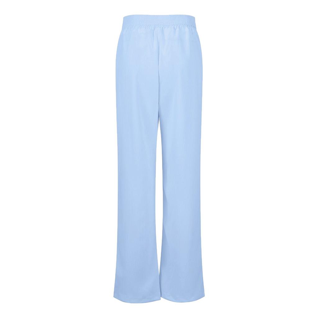 Damen-Hose mit weitem Bein, hohe elastische Taille im Rücken, Business-Arbeitshose, lange Freizeithose