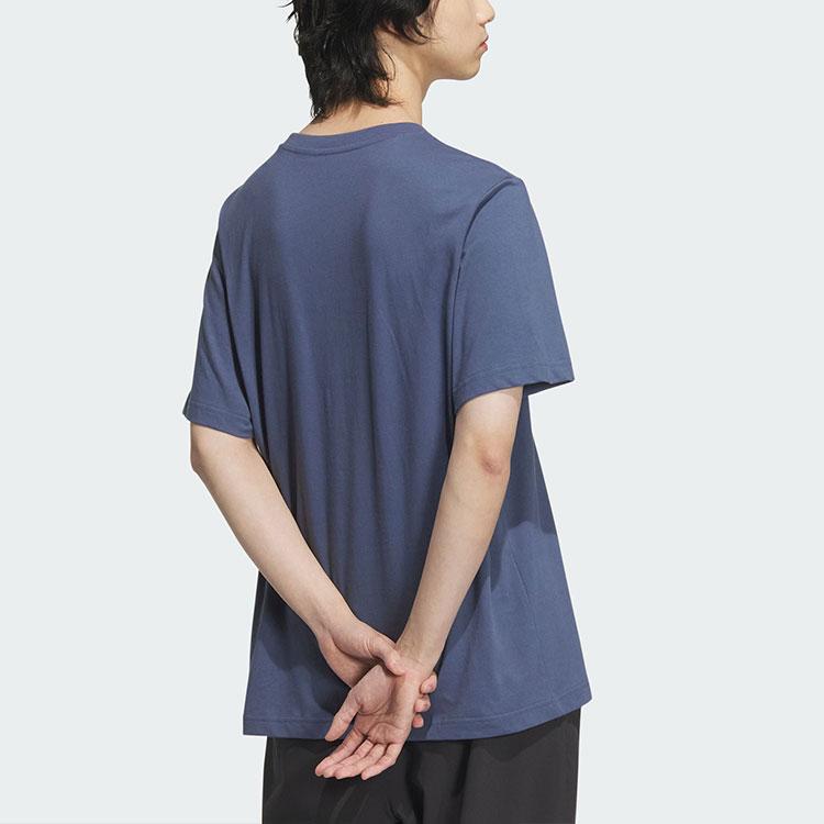 Adidas Mh Small Logo T Sport Solid Color Round Neck Short Sleeve T-Shirt Unisex Tops Legendary-Ink-Blue JI9065