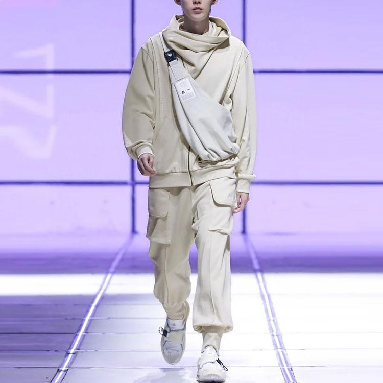 Li Ning X Jackie Chan Collaboration Kung Fu Series Solid Color Loose Fit Cuffed Sweatpants Men Bottoms Off-White AKLR997-3
