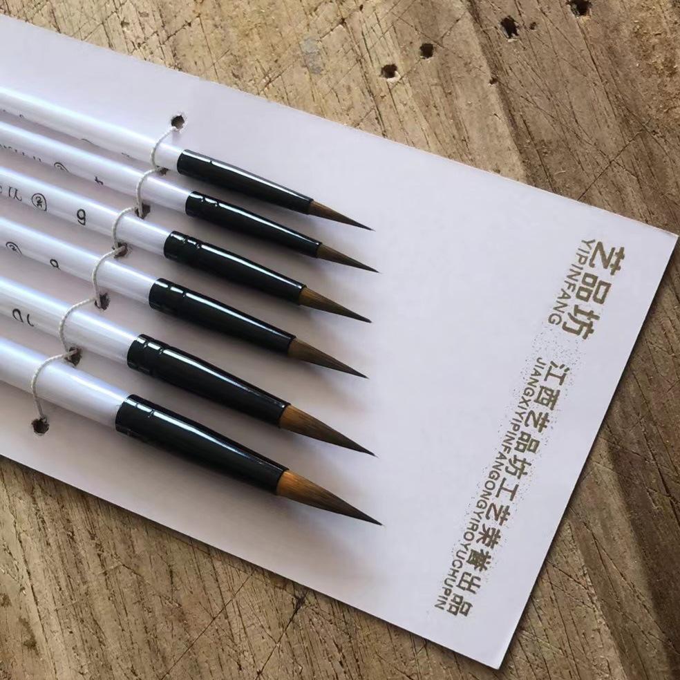 6-teiliges zweifarbiges Pinselset: Nylonpinsel mit perlmuttweißen Griffen für Aquarell-, Acryl- und Ölmalerei DIY-Kunst.