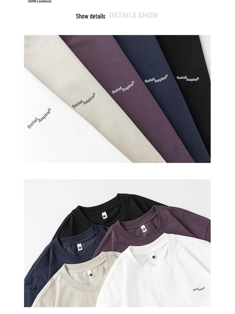 Trendy Plain Color Cool Touch Round Neck Loose Japanese Style Men's T-Shirt - Summer 2026 Collection