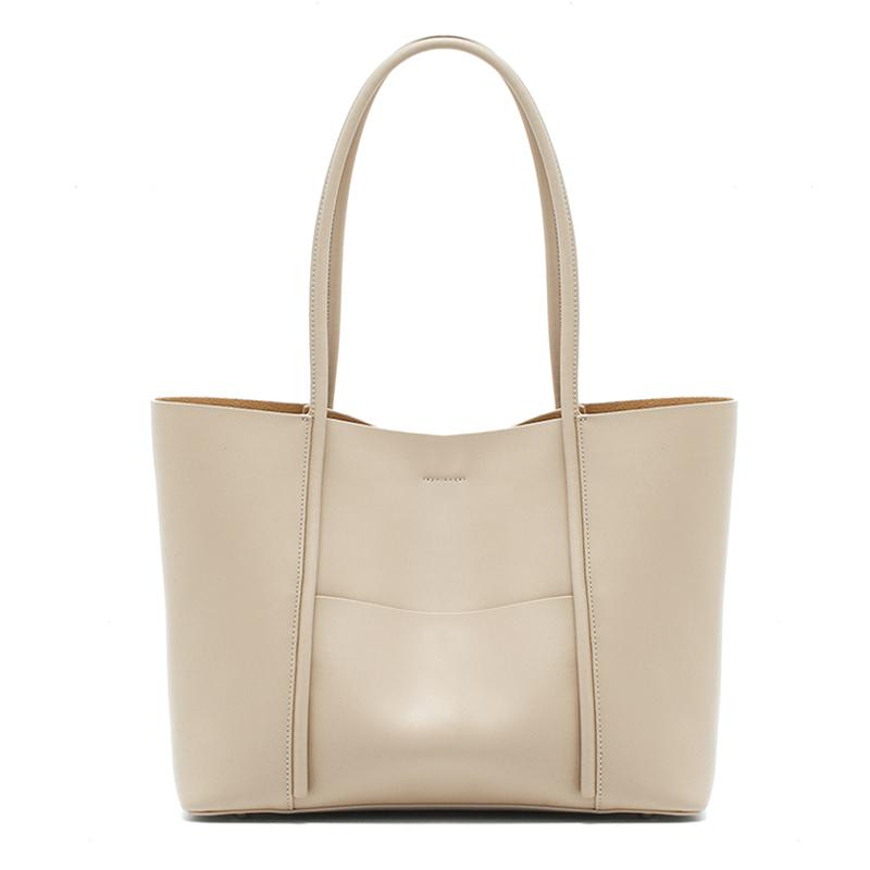 Women's Genuine Cowhide Leather Large Capacity Tote Bag Shoulder Handbag For Ladies Luxury Female Designer Wholesale Minimalist