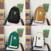 Blocked Color Simple Letter Print Student Backpack For School And Daily Use