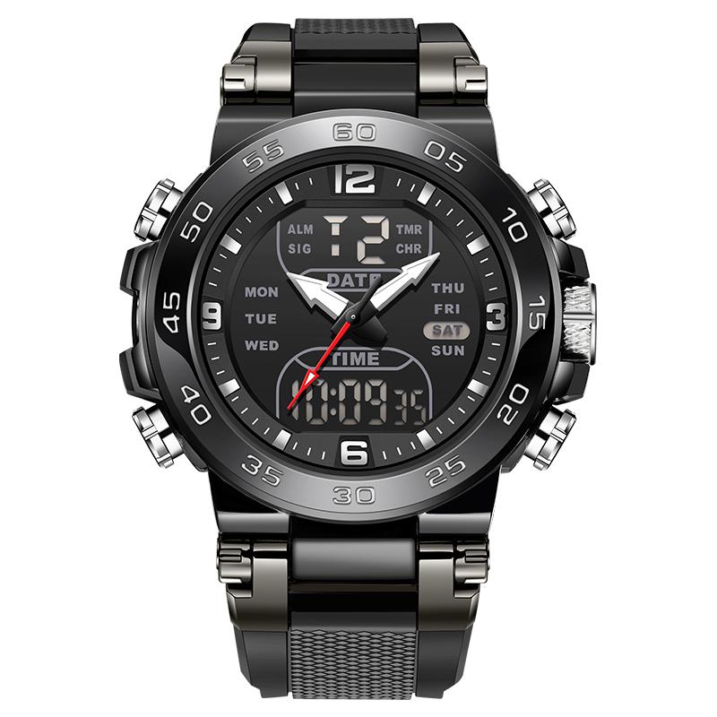 FOXBOX Top Luxury Watches For Man Alarm Stopwatch LED Digital Backlight Dual Time Display Waterproof Watches Men Montre Homme