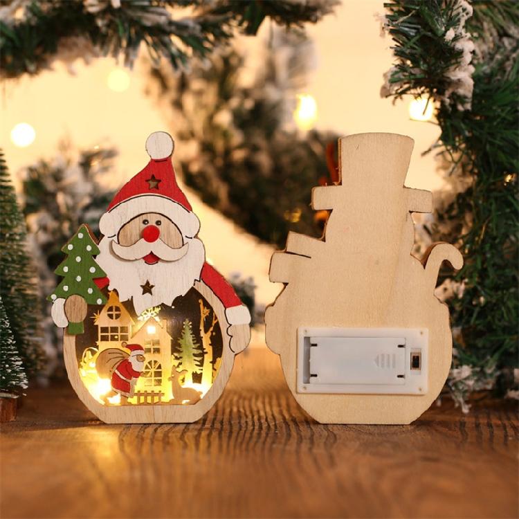 Beautiful Wooden Santa/Snowman Christmas Ornament Lighting Artificial Furnishing