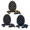 3D Printed Dragon Egg Figurine Movable Joints Luminous Loong Figure Fidget Toy Dragon Egg with Articulated Dragon Inside Decoration Ornament