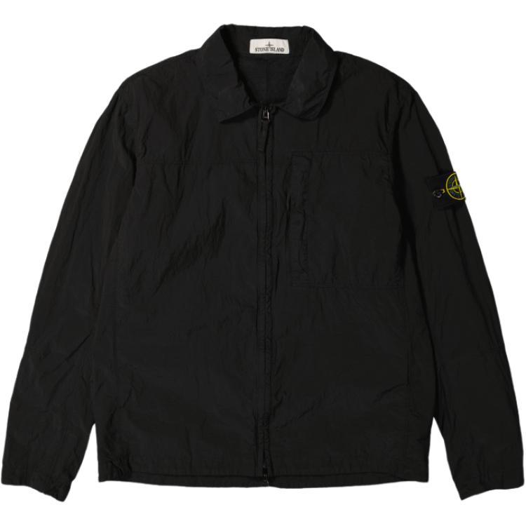 

STONE ISLAND Рубашка-куртка с нашивкой-компасом черная мужская верхняя одежда 811511819-V0029 M