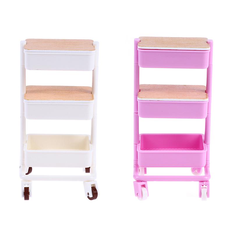 1:12 Dollhouse Trolley Dining Cart W/Wheel Storage Shelf Furniture Decor Toy