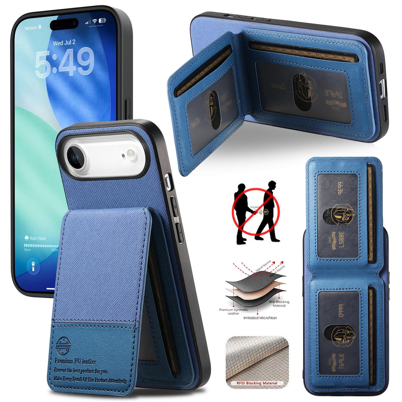 

For iPhone Air Case Cloth Texture Leather + PC + TPU RFID Blocking Phone Cover with Card Holder