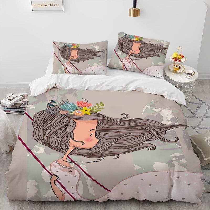 Girls Ballet Dance Duvet Cover Three-Piece Bedding 3D Printed Sheet Quilt Cover Pillowcase