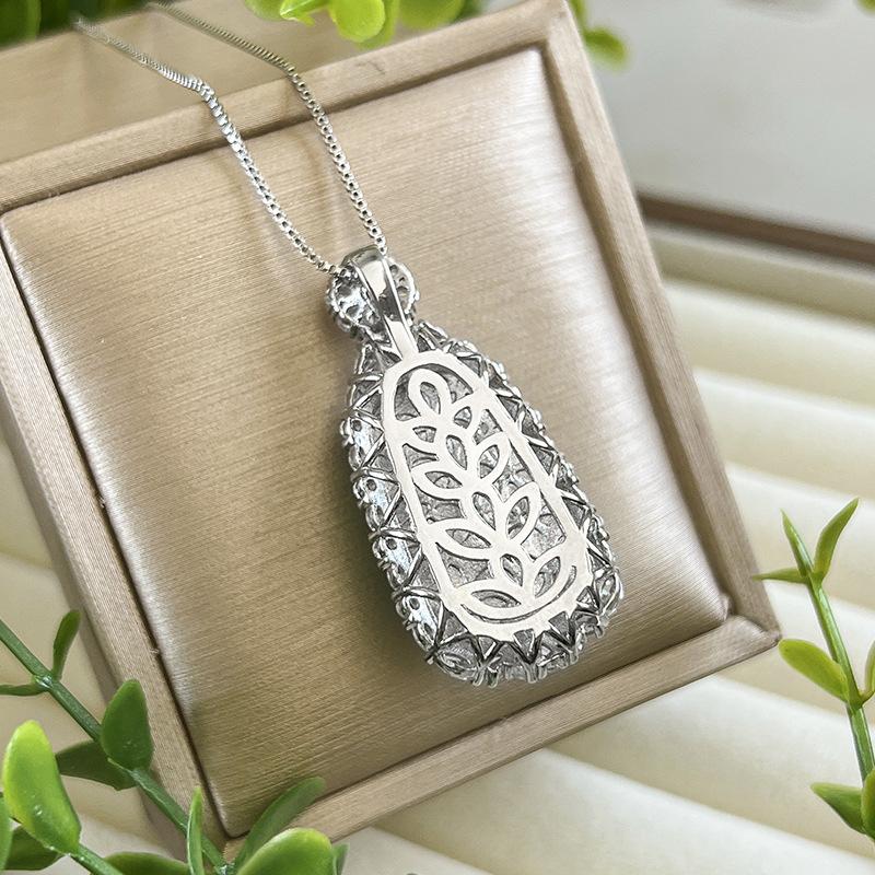 Jewelry Necklace Chalcedony Inlaid Pendant Chain Emperor Green Ladder Fang No Matter Brand Retro Premium Sense